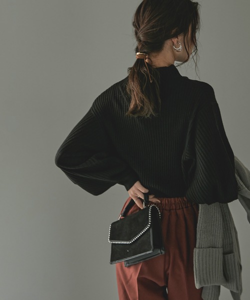 Fashion Letter(ファッションレター)の「ぽわん袖ハイネックリブニットトップス(ニット/セーター・レディース・オフホワイト/ブラック/ベージュ・4L~5L/LL~3L/M~L)」の20枚目の写真