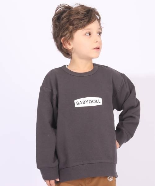 BABYDOLL（ベビードール）の「プチプラトレーナー 6067K（スウェット・キッズ・ブラック×ホワイト/ライトグリーン/モスグリーン/カーキ/ホワイト/ブルー系その他2/ピンク/グリーン系その他3/オフホワイト/チャコールグレー/ターコイズブルー/チェリーピンク・100cm/110cm/120cm/130cm/140cm/90cm）」の4枚目の写真