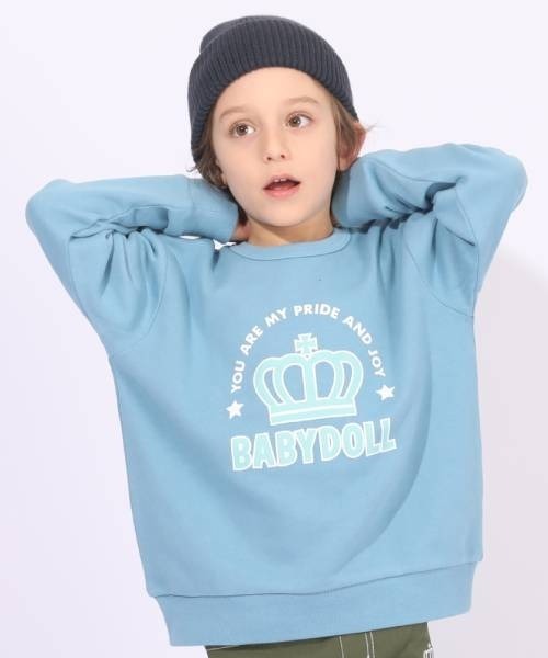 BABYDOLL（ベビードール）の「プチプラトレーナー 6067K（スウェット・キッズ・ブラック×ホワイト/ライトグリーン/モスグリーン/カーキ/ホワイト/ブルー系その他2/ピンク/グリーン系その他3/オフホワイト/チャコールグレー/ターコイズブルー/チェリーピンク・100cm/110cm/120cm/130cm/140cm/90cm）」の10枚目の写真