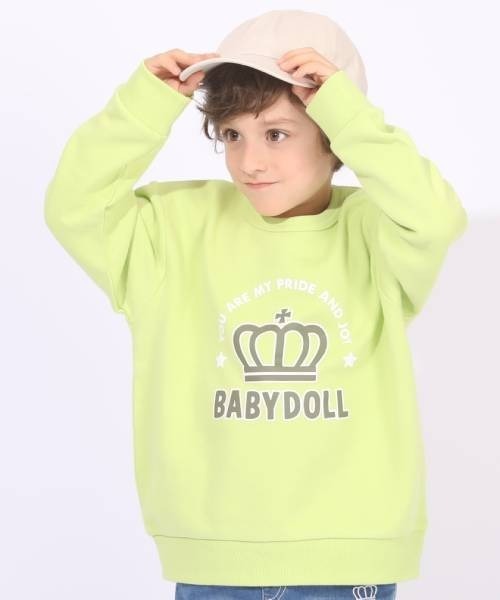 BABYDOLL（ベビードール）の「プチプラトレーナー 6067K（スウェット・キッズ・ブラック×ホワイト/ライトグリーン/モスグリーン/カーキ/ホワイト/ブルー系その他2/ピンク/グリーン系その他3/オフホワイト/チャコールグレー/ターコイズブルー/チェリーピンク・100cm/110cm/120cm/130cm/140cm/90cm）」の9枚目の写真