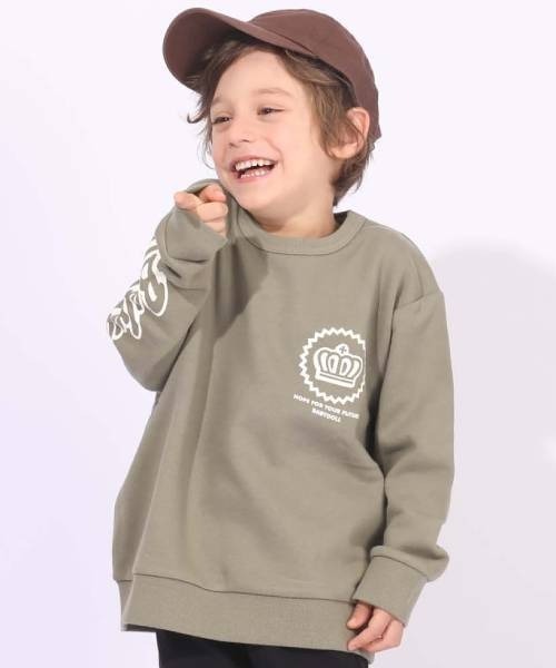 BABYDOLL（ベビードール）の「プチプラトレーナー 6067K（スウェット・キッズ・ブラック×ホワイト/ライトグリーン/モスグリーン/カーキ/ホワイト/ブルー系その他2/ピンク/グリーン系その他3/オフホワイト/チャコールグレー/ターコイズブルー/チェリーピンク・100cm/110cm/120cm/130cm/140cm/90cm）」の8枚目の写真