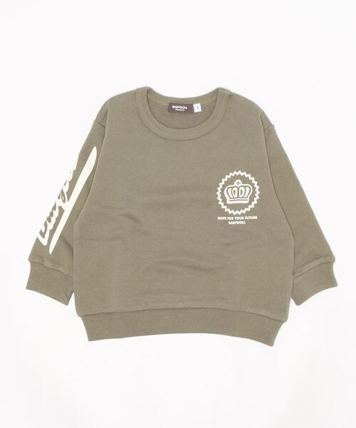 BABYDOLL（ベビードール）の「プチプラトレーナー 6067K（スウェット・キッズ・ブラック×ホワイト/ライトグリーン/モスグリーン/カーキ/ホワイト/ブルー系その他2/ピンク/グリーン系その他3/オフホワイト/チャコールグレー/ターコイズブルー/チェリーピンク・100cm/110cm/120cm/130cm/140cm/90cm）」の16枚目の写真