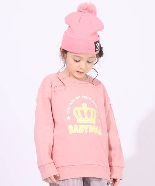 BABYDOLL（ベビードール）の「プチプラトレーナー 6067K（スウェット・キッズ・ブラック×ホワイト/ライトグリーン/モスグリーン/カーキ/ホワイト/ブルー系その他2/ピンク/グリーン系その他3/オフホワイト/チャコールグレー/ターコイズブルー/チェリーピンク・100cm/110cm/120cm/130cm/140cm/90cm）」の13枚目の写真