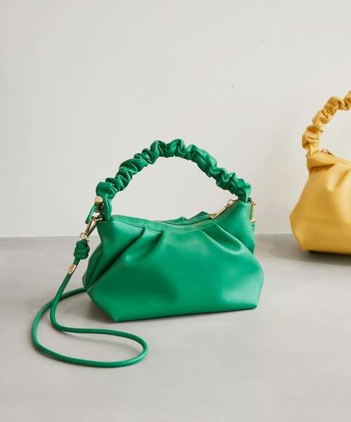 ROPE' PICNIC(ロペピクニック)の「【WEB限定】シャーリングアジャストハンドルショルダーバッグ(ショルダーバッグ)」|グリーン