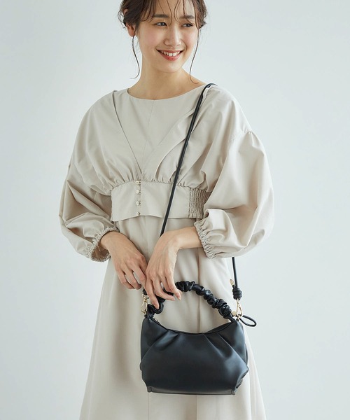 【WEB限定】シャーリングアジャストハンドルショルダーバッグ
