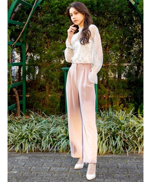 DURAS(デュラス)の「ハイウエストタック入りストレートパンツ(その他パンツ・レディース・パープル/ベージュ/ブラック・FREE)」の9枚目の写真