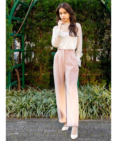 DURAS(デュラス)の「ハイウエストタック入りストレートパンツ(その他パンツ・レディース・パープル/ベージュ/ブラック・FREE)」の8枚目の写真