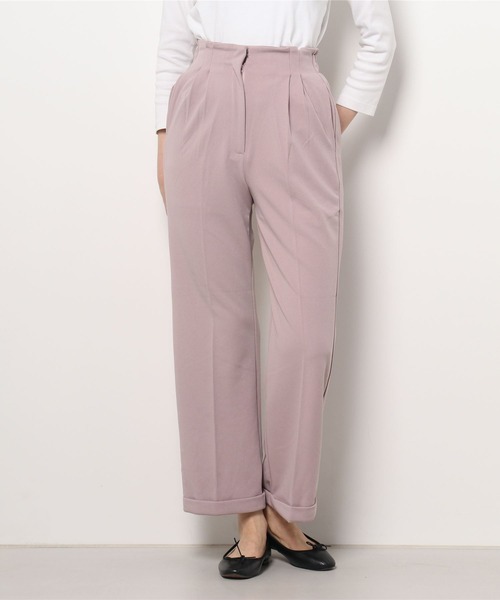 DURAS(デュラス)の「ハイウエストタック入りストレートパンツ(その他パンツ・レディース・パープル/ベージュ/ブラック・FREE)」の15枚目の写真