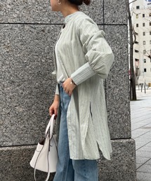 前後2wayバンドカラーシャツチュニック