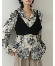 Re:EDIT | [2点セット]ニットビスチェ×開襟ヴィンテージ柄シャツ(シャツ/ブラウス)