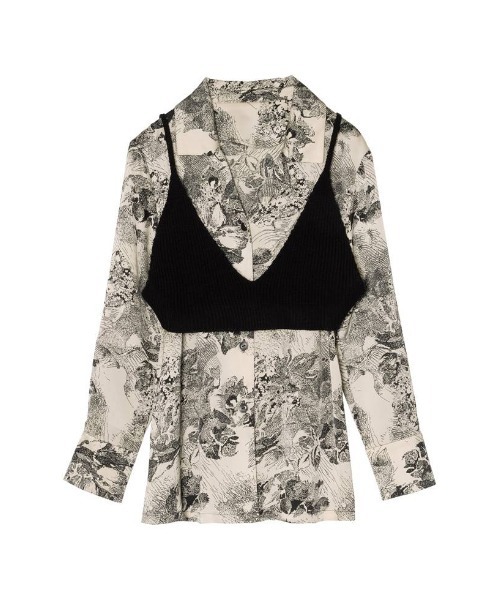 Re:EDIT（リエディ）の「[2点セット]ニットビスチェ×開襟ヴィンテージ柄シャツ（シャツ/ブラウス・レディース・レッド/ブラック・LARGE/MEDIUM）」の20枚目の写真