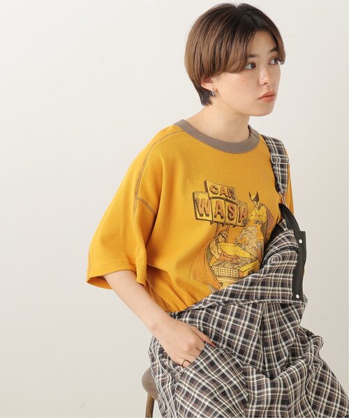 DOUBLE NAME（ダブルネーム）の「CAR WASHヒーローワッフルTEE（Tシャツ/カットソー・レディース・オフホワイト/スミクロ/グリーン/イエロー・FREE）」の4枚目の写真