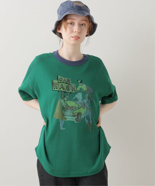 DOUBLE NAME（ダブルネーム）の「CAR WASHヒーローワッフルTEE（Tシャツ/カットソー・レディース・オフホワイト/スミクロ/グリーン/イエロー・FREE）」の5枚目の写真