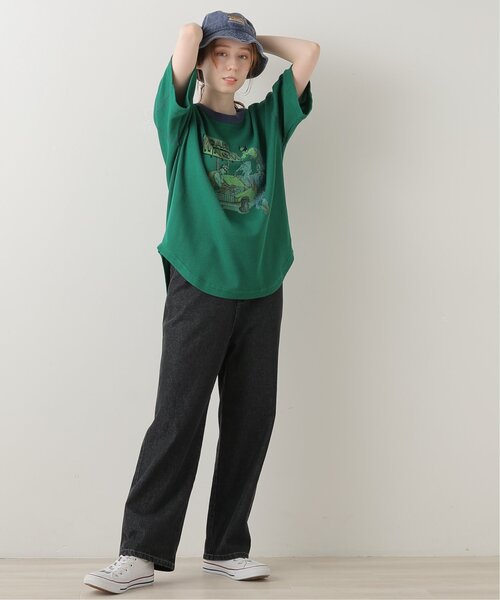 DOUBLE NAME（ダブルネーム）の「CAR WASHヒーローワッフルTEE（Tシャツ/カットソー・レディース・オフホワイト/スミクロ/グリーン/イエロー・FREE）」の6枚目の写真