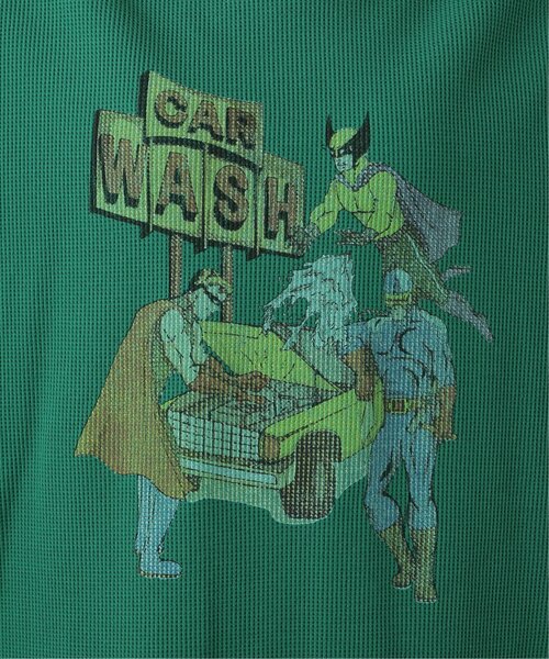 DOUBLE NAME（ダブルネーム）の「CAR WASHヒーローワッフルTEE（Tシャツ/カットソー・レディース・オフホワイト/スミクロ/グリーン/イエロー・FREE）」の8枚目の写真