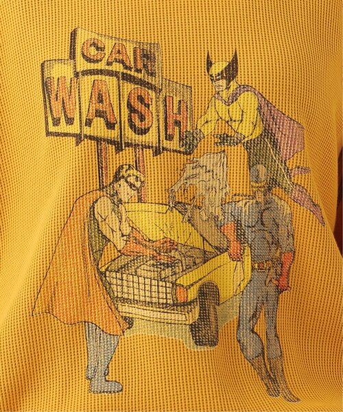 DOUBLE NAME（ダブルネーム）の「CAR WASHヒーローワッフルTEE（Tシャツ/カットソー・レディース・オフホワイト/スミクロ/グリーン/イエロー・FREE）」の12枚目の写真