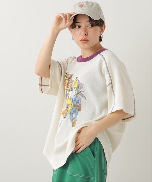 DOUBLE NAME（ダブルネーム）の「CAR WASHヒーローワッフルTEE（Tシャツ/カットソー・レディース・オフホワイト/スミクロ/グリーン/イエロー・FREE）」の13枚目の写真