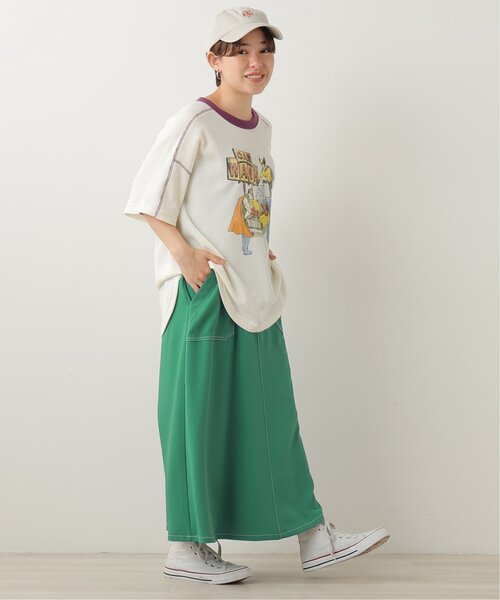 DOUBLE NAME（ダブルネーム）の「CAR WASHヒーローワッフルTEE（Tシャツ/カットソー・レディース・オフホワイト/スミクロ/グリーン/イエロー・FREE）」の15枚目の写真