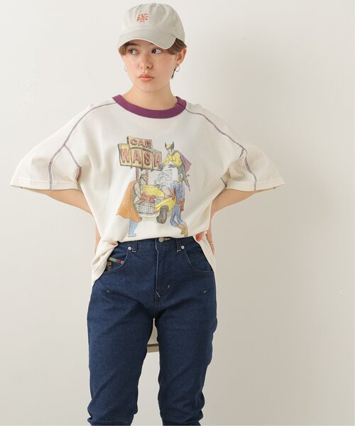 DOUBLE NAME（ダブルネーム）の「CAR WASHヒーローワッフルTEE（Tシャツ/カットソー・レディース・オフホワイト/スミクロ/グリーン/イエロー・FREE）」の18枚目の写真