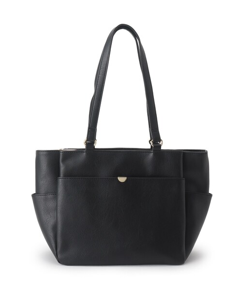 SHOO・LA・RUE(シューラルー)の「◆10ポケットフェイクレザートート(トートバッグ・レディース・ブラック/サンドベージュ/キャメル/ネイビー系5・00)」の1枚目の写真