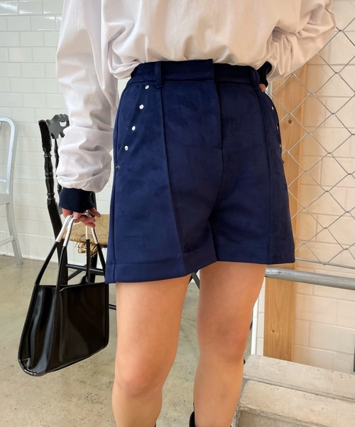 WHO'S WHO gallery（フーズフーギャラリー）の「スウェードポンチショートパンツ（その他パンツ・レディース・アイボリー/ブラック/ネイビー/サックスブルー/キャメル・FREE）」の20枚目の写真