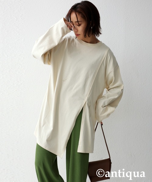 antiqua（アンティカ）の「オーガニックレイヤードデザインプルオーバー（Tシャツ/カットソー・レディース・ブラック/ベージュ/オフホワイト/ブルー系その他・FREE）」の7枚目の写真