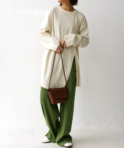 antiqua（アンティカ）の「オーガニックレイヤードデザインプルオーバー（Tシャツ/カットソー・レディース・ブラック/ベージュ/オフホワイト/ブルー系その他・FREE）」の8枚目の写真