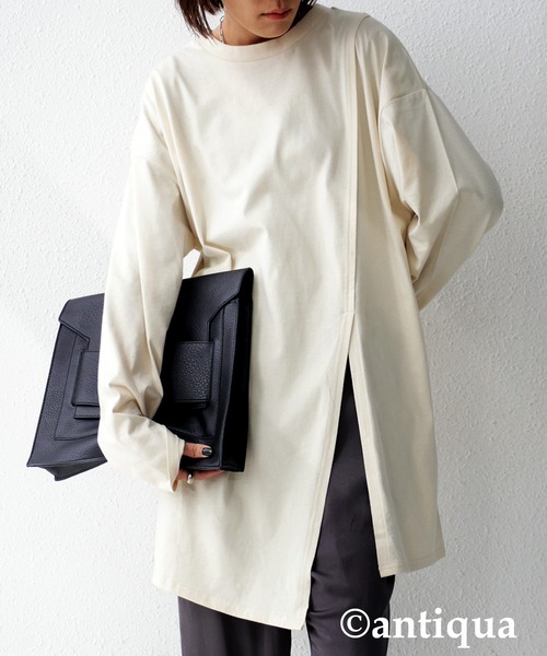 antiqua（アンティカ）の「オーガニックレイヤードデザインプルオーバー（Tシャツ/カットソー・レディース・ブラック/ベージュ/オフホワイト/ブルー系その他・FREE）」の9枚目の写真