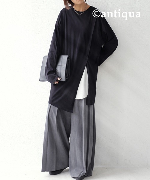 antiqua（アンティカ）の「オーガニックレイヤードデザインプルオーバー（Tシャツ/カットソー・レディース・ブラック/ベージュ/オフホワイト/ブルー系その他・FREE）」の13枚目の写真