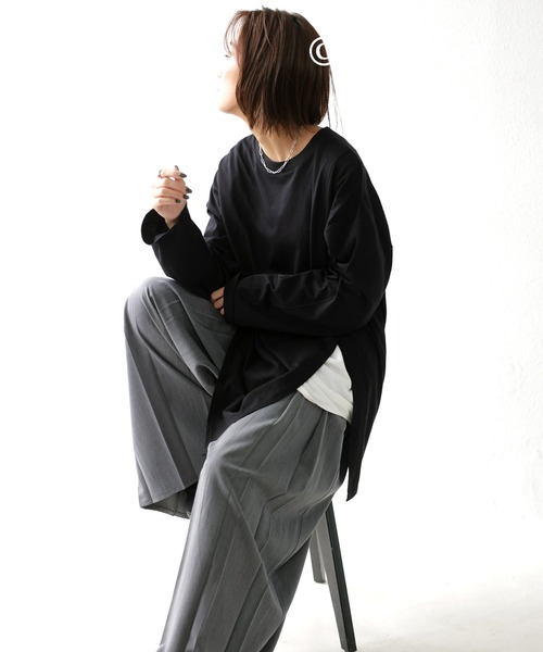 antiqua（アンティカ）の「オーガニックレイヤードデザインプルオーバー（Tシャツ/カットソー・レディース・ブラック/ベージュ/オフホワイト/ブルー系その他・FREE）」の14枚目の写真