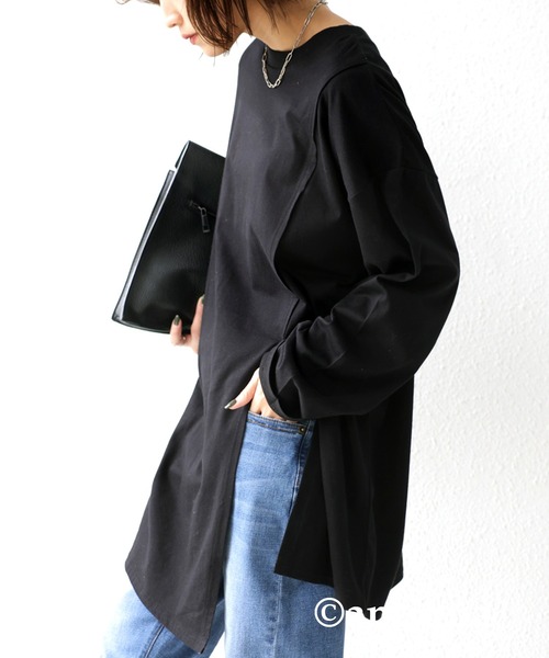 antiqua（アンティカ）の「オーガニックレイヤードデザインプルオーバー（Tシャツ/カットソー・レディース・ブラック/ベージュ/オフホワイト/ブルー系その他・FREE）」の16枚目の写真