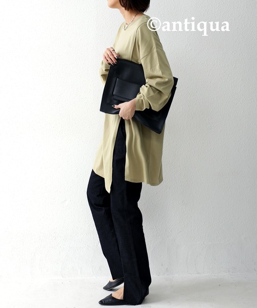 antiqua（アンティカ）の「オーガニックレイヤードデザインプルオーバー（Tシャツ/カットソー・レディース・ブラック/ベージュ/オフホワイト/ブルー系その他・FREE）」の18枚目の写真