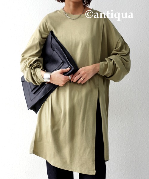 antiqua（アンティカ）の「オーガニックレイヤードデザインプルオーバー（Tシャツ/カットソー・レディース・ブラック/ベージュ/オフホワイト/ブルー系その他・FREE）」の19枚目の写真