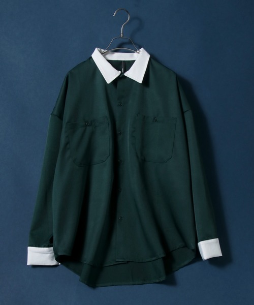 ANPAS(アンパス)の「Twill Fabric Big Silhouette Work Shirt/ツイル ビッグシルエット ワークシャツ(シャツ/ブラウス・メンズ・ホワイト/ブラック/グリーン/グレイッシュベージュ/ホワイト系その他/ブラック系その他/ベージュ系その他/グリーン系その他/ブルー系その他/グレイッシュブルー・M/L/XL)」の8枚目の写真