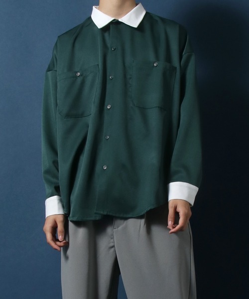 ANPAS(アンパス)の「Twill Fabric Big Silhouette Work Shirt/ツイル ビッグシルエット ワークシャツ(シャツ/ブラウス・メンズ・ホワイト/ブラック/グリーン/グレイッシュベージュ/ホワイト系その他/ブラック系その他/ベージュ系その他/グリーン系その他/ブルー系その他/グレイッシュブルー・M/L/XL)」の18枚目の写真