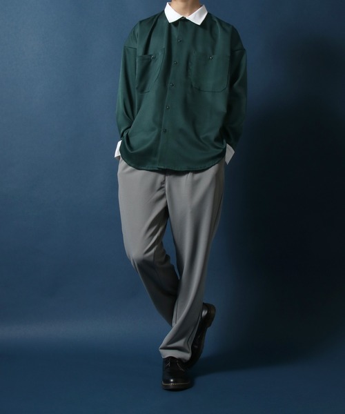 ANPAS(アンパス)の「Twill Fabric Big Silhouette Work Shirt/ツイル ビッグシルエット ワークシャツ(シャツ/ブラウス・メンズ・ホワイト/ブラック/グリーン/グレイッシュベージュ/ホワイト系その他/ブラック系その他/ベージュ系その他/グリーン系その他/ブルー系その他/グレイッシュブルー・M/L/XL)」の17枚目の写真