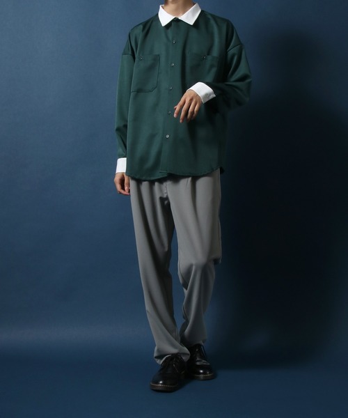 ANPAS(アンパス)の「Twill Fabric Big Silhouette Work Shirt/ツイル ビッグシルエット ワークシャツ(シャツ/ブラウス・メンズ・ホワイト/ブラック/グリーン/グレイッシュベージュ/ホワイト系その他/ブラック系その他/ベージュ系その他/グリーン系その他/ブルー系その他/グレイッシュブルー・M/L/XL)」の16枚目の写真