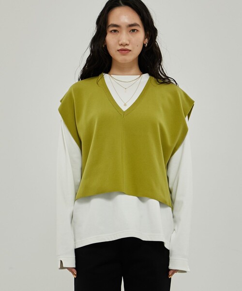 CITY TOKYO（シティトウキョウ）の「Vネックノースリーブベスト（ベスト・レディース・グレー/ライム/ブラック・FREE）」の20枚目の写真