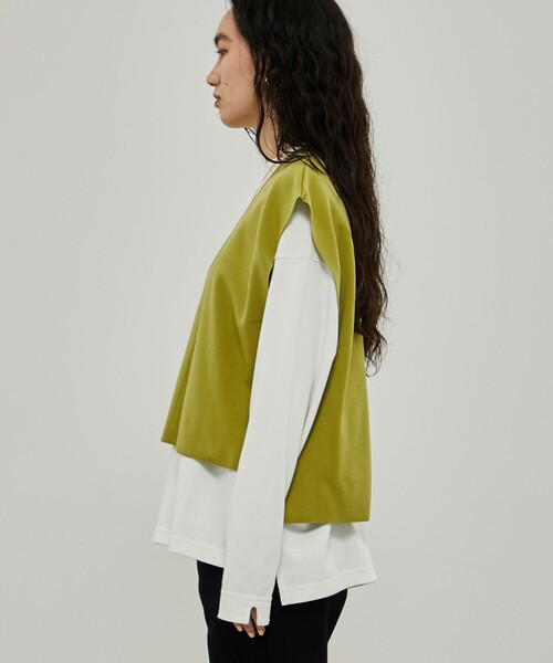 CITY TOKYO（シティトウキョウ）の「Vネックノースリーブベスト（ベスト・レディース・グレー/ライム/ブラック・FREE）」の17枚目の写真