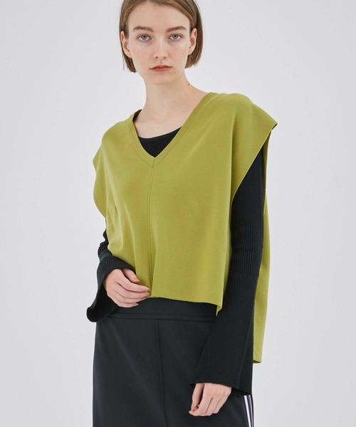 CITY TOKYO（シティトウキョウ）の「Vネックノースリーブベスト（ベスト・レディース・グレー/ライム/ブラック・FREE）」の14枚目の写真