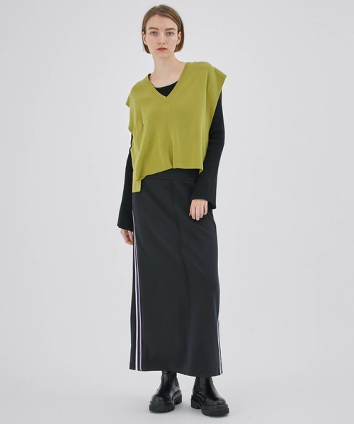 CITY TOKYO（シティトウキョウ）の「Vネックノースリーブベスト（ベスト・レディース・グレー/ライム/ブラック・FREE）」の12枚目の写真