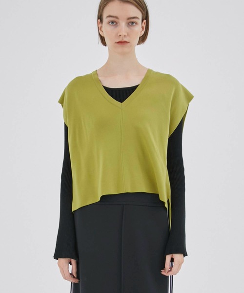 CITY TOKYO（シティトウキョウ）の「Vネックノースリーブベスト（ベスト・レディース・グレー/ライム/ブラック・FREE）」の10枚目の写真