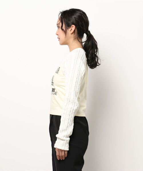 bonjour records（ボンジュールレコーズ）の「【MOSAIC SOCIETY】Cable knit cotton mix top（ニット/セーター・レディース・ホワイト・FREE）」の7枚目の写真