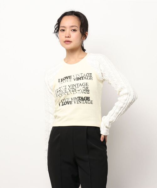 bonjour records（ボンジュールレコーズ）の「【MOSAIC SOCIETY】Cable knit cotton mix top（ニット/セーター・レディース・ホワイト・FREE）」の6枚目の写真