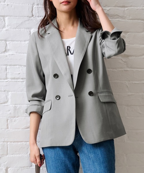 【セール】ひんやり！洗える麻調テーラードジャケット（スーツジャケット）｜RANAN（ラナン）