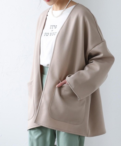 KOBE LETTUCE（コウベレタス）の「ざっくりポンチカーディガン（カーディガン/ボレロ・レディース・グレイッシュベージュ/ブラック/アイボリー/ホワイト系/ブラック系/ブラウン系・FREE）」の6枚目の写真