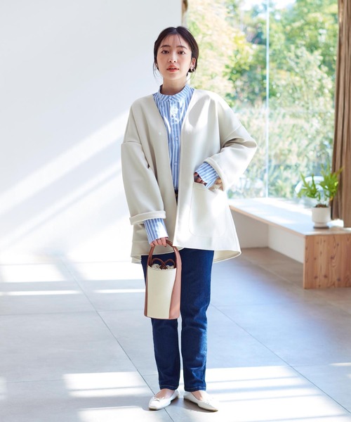 KOBE LETTUCE（コウベレタス）の「ざっくりポンチカーディガン（カーディガン/ボレロ・レディース・グレイッシュベージュ/ブラック/アイボリー/ホワイト系/ブラック系/ブラウン系・FREE）」の8枚目の写真