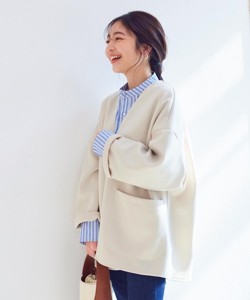 KOBE LETTUCE（コウベレタス）の「ざっくりポンチカーディガン（カーディガン/ボレロ・レディース・グレイッシュベージュ/ブラック/アイボリー/ホワイト系/ブラック系/ブラウン系・FREE）」の9枚目の写真