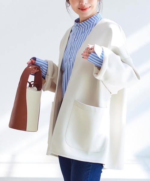 KOBE LETTUCE（コウベレタス）の「ざっくりポンチカーディガン（カーディガン/ボレロ・レディース・グレイッシュベージュ/ブラック/アイボリー/ホワイト系/ブラック系/ブラウン系・FREE）」の10枚目の写真