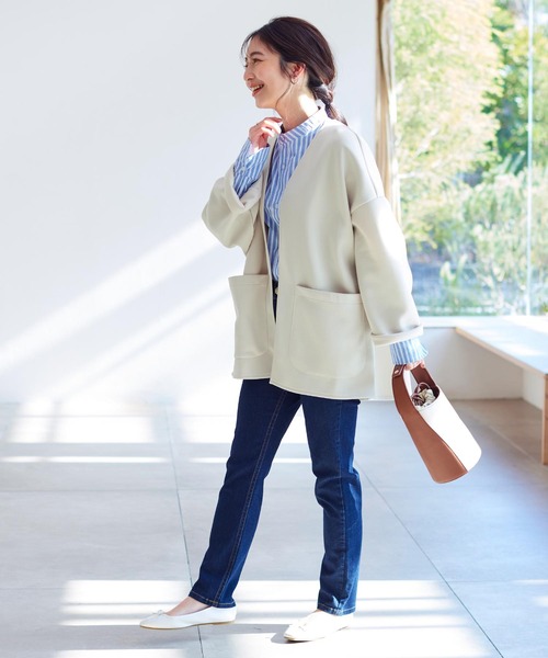 KOBE LETTUCE（コウベレタス）の「ざっくりポンチカーディガン（カーディガン/ボレロ・レディース・グレイッシュベージュ/ブラック/アイボリー/ホワイト系/ブラック系/ブラウン系・FREE）」の11枚目の写真